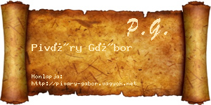Piváry Gábor névjegykártya